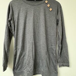 Nameless Gray Long Sleeve Top with Button Detail